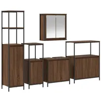 VidaXL 5-tlg. Badmöbel-Set Braun Eiche Holzwerkstoff
