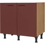 Nobilia Spülenschrank ""Easytouch", vormontiert, mit höhenverstellbaren Sockelfüßen", rot (front: lacklaminat rostrot ultramatt, korpus: eiche sierra nachbildung), B:90cm H:87cm T:58,3cm, Schränke, Breite 90 cm