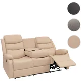 Mendler 3er Kinosessel HWC-O62 Kunstleder 181 x 107 x 0 cm Beige mit Liegefunktion