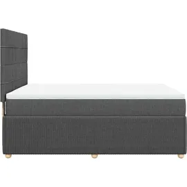 vidaXL Boxspringbett mit Matratze Dunkelgrau 140x200 cm Stoff