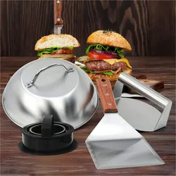 Haushalt International Smash-Burger Maker Set 4-teilig mit Haube, Pressen und BBQ-Wender