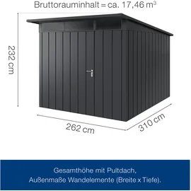 hörmann stauraumsysteme Juno Gerätehaus 2,62 x 3,10 m Anthrazitgrau