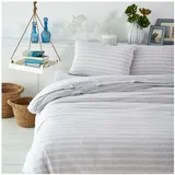 BettwarenShop Melangestreifen Gestreift Grau 135 x 200 cm + 80 x 80 cm