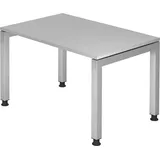 Hammerbacher höhenverstellbarer Schreibtisch lichtgrau rechteckig, 4-Fuß-Gestell silber 120,0 x 80,0 cm