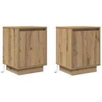 VidaXL Nachttische mit LED-Leuchten 2 Stk. Artisan-Eiche 38x34x50 cm