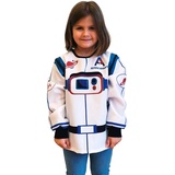 DEQUBE - Astronaut-Kostüm mit Raumschiff, Unisex, Einheitsgröße, Weiß/Blau