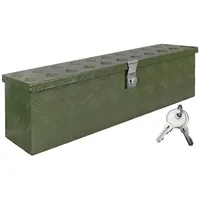 Trucky Deichselbox Grün Werkzeugkasten Truckbox Alu Box Anhänger Kiste mit Deckel Abschließbar Alubox Transportbox Werkzeugbox Aluminium Aufbewahrungsbox D035