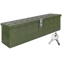 Trucky Deichselbox Grün Werkzeugkasten Truckbox Alu Box Anhänger Kiste mit Deckel Abschließbar Alubox Transportbox Werkzeugbox Aluminium Aufbewahrungsbox D035