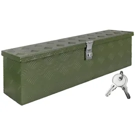 Trucky Deichselbox Grün Werkzeugkasten Truckbox Alu Box Anhänger Kiste mit Deckel Abschließbar Alubox Transportbox Werkzeugbox Aluminium Aufbewahrungsbox D035