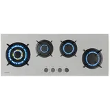 Klarstein Goldflame 4 Slim Gaskochfeld | 4 Brenner | für Flüssig- oder Erdgas | elektr. Zündung Silber