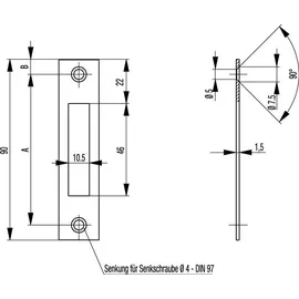 BKS Flachschließblech S412 Edelstahl Stulpbreite 24 mm