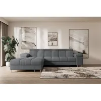 altdecor Ecksofa Cord mit Schlaffunktion 2-Sitzer Dunkelgrau