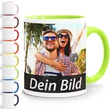 SpecialMe® Fototasse mit eigenem Bild personalisiert Fotogeschenke Tasse selber gestalten mit eigenem Foto und Text weiss-innen-hellgruen standard