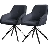 ML-Design Esszimmerstühle Drehbar 2Er Set Textil Webstoff Schwarz Polsterstuhl