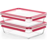 Emsa Frischhaltedose »Clip&Close, Made in Germany, 2 Liter«, (2 tlg.), backofen-, gefrierfest, mikrowellengeeignet, (2 Dosen m. Deckel), rot