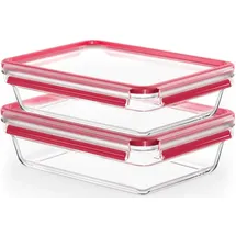 Emsa Frischhaltedose »Clip&Close, Made in Germany, 2 Liter«, (2 tlg.), backofen-, gefrierfest, mikrowellengeeignet, (2 Dosen m. Deckel) rot