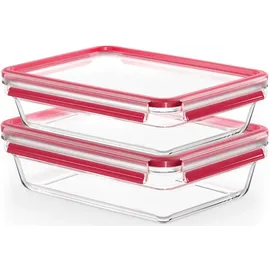 Emsa Frischhaltedose »Clip&Close, Made in Germany, 2 Liter«, (2 tlg.), backofen-, gefrierfest, mikrowellengeeignet, (2 Dosen m. Deckel) rot