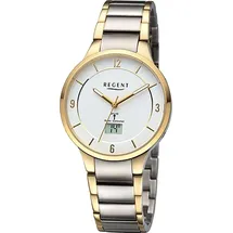 REGENT Herren Funkuhr Analog-Digital Metallarmband gold silber URFR292 - Goldfarben