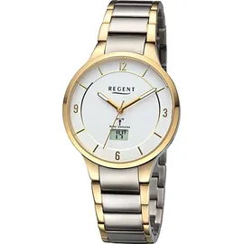 REGENT Herren Funkuhr Analog-Digital Metallarmband gold silber URFR292 - Goldfarben