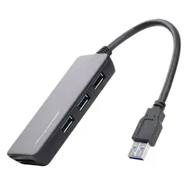 Renkforce 3 Port USB 3.2 Gen 1-Hub (USB 3.0) mit eingebautem SD-Kartenleser Schwarz