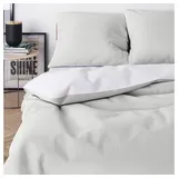 Wolkenfeld Bettwäsche 135x200 cm – Hellgrau/Weiss - kuschlig weich & bügelfrei – ÖKO-TEX Zertifiziert – Mikrofaser Bettwäsche-Sets 1x Bettbezug 135 x 200 + 1x Kissenbezug 80x80