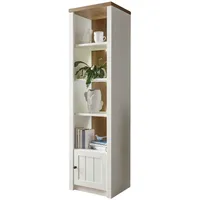 Furn.design Regal, Weiß, Eiche, Metall, Nachbildung,Pinie, 3 Fächer, Sockel,