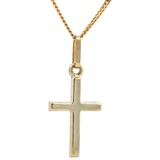 HOPLO Kreuzanhänger Anhänger Kreuz 585 Gold mit massiver Goldkette 1,1 mm, Made in Germany 55 cm