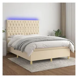 vidaXL Boxspringbett 140 x 190 cm Creme