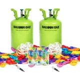 2x Ballongas Helium Einweg Flasche 60 -   Heliumflasche mit 60 Ballons