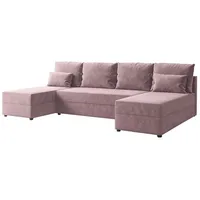 Ecksofa KUBO U FIT mit Schlaffunktion und Bettkasten, Eckcouch. - Rosa