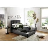 Atlantic Home Collection LILO Boxbett Massivholz, Anthrazit, 100 x 200 cm