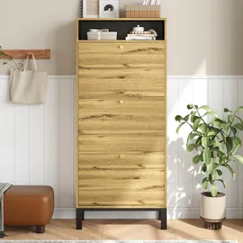 Okwish Schuhschrank 63 x 147 x 24 cm 3 Klappen / beige