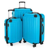 Hauptstadtkoffer Spree - 3er Kofferset, TSA, Trolley-Set, Rollkoffer, Reisekoffer, (S, M & L), Cyanblau