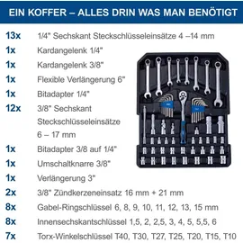 SCHEPPACH Werkzeugkoffer WZT187 187-tlg. schwarz/silberfarben