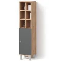Livinity® Midischrank, Anthrazit, 8 Fächer, Quadratisch, 30x130.6x30 cm, Badezimmer,