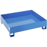 eurokraft | basic | Stahl-Auffangwanne für 200-l-Fässer | LxBxH 1200 x 1200 x 285 mm | mit Zulassung | blau pulverbeschichtet | ohne Gitterrost