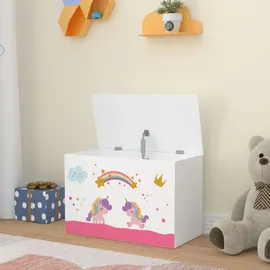 [en.casa] Spielzeugkiste Oleiros 40 x 60 x 30 cm 1-tlg. Weiß/Lila/Rosa
