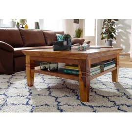 MASSIVMOEBEL24.DE Couchtisch Oxford Braun Akazie 85 x 85 x 45 cm