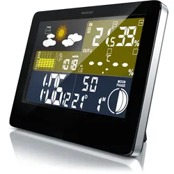 BEARWARE Funkwetterstation mit LCD Farbdisplay inkl. Außensensor & Wettervorhersage-Piktogramm