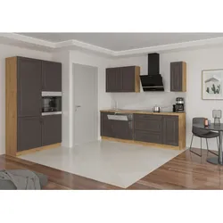 Küche Stilo Grau + Eiche Artisan 230 + 120 Küchenzeile Küchenblock Einbauküche
