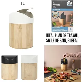 OEM Bambuskorb mit Deckel 1 l 1-tlg. Beige/Schwarz