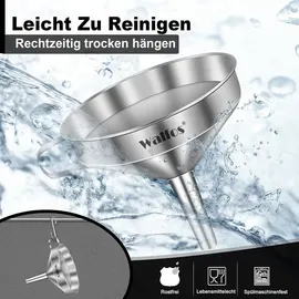luxuskollektion Walfos Edelstahl Trichter Set 3er Pack mit 2 Siebfilter und Reinigungsbürste