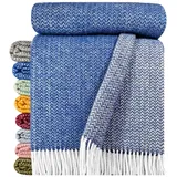 STTS Wolldecke "TIROL K" 100 % Wolle, 140 x 200 cm, in versch. Farben, STTS blau