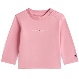 Tommy Hilfiger Langarmshirt TOMMY HILFIGER "MINI CORP GRAPHIC TEE LS", Mädchen, Gr. 86, mystic pink, Jersey, Obermaterial: 93% Baumwolle, 7% Elasthan, unifarben, regular fit normal, Rundhals, eingesetzt gerader Abschluss, Shirts Langarmshirt, für Babys
