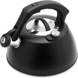 JYARZ Wasserkessel Induktion Pfeifender Teekessel Aus Edelstahl Mit Temperaturanzeige, Küchenpfeifkessel, Gasherdkessel Wasserkessel Gasherd (Color : Nero, Size : 2.5L)