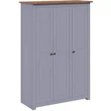 vidaXL Panama-Kiefer Kleiderschrank Grau 3-Türig Dielenschrank Garderobenschrank Schlafzimmerschrank Schrank Holzschrank 118x50x171,5cm