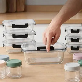 Relaxdays Frischhaltedose transparent 1,04 l 18-teiliges Set