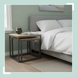 Relaxdays Beistelltisch Braun Schwarz Metall 75 x 42 cm