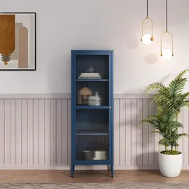 [en.casa] Vitrinenschrank Säkylä 150 x 50 x 35 cm Blau