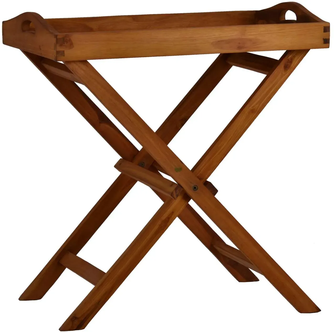 Teak Beistelltisch mit abnehmbarem Tablett Massivholz Teak